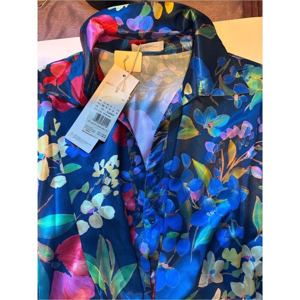 Gottex Navy Floral Button-Front Dress - Picture 2 of 7